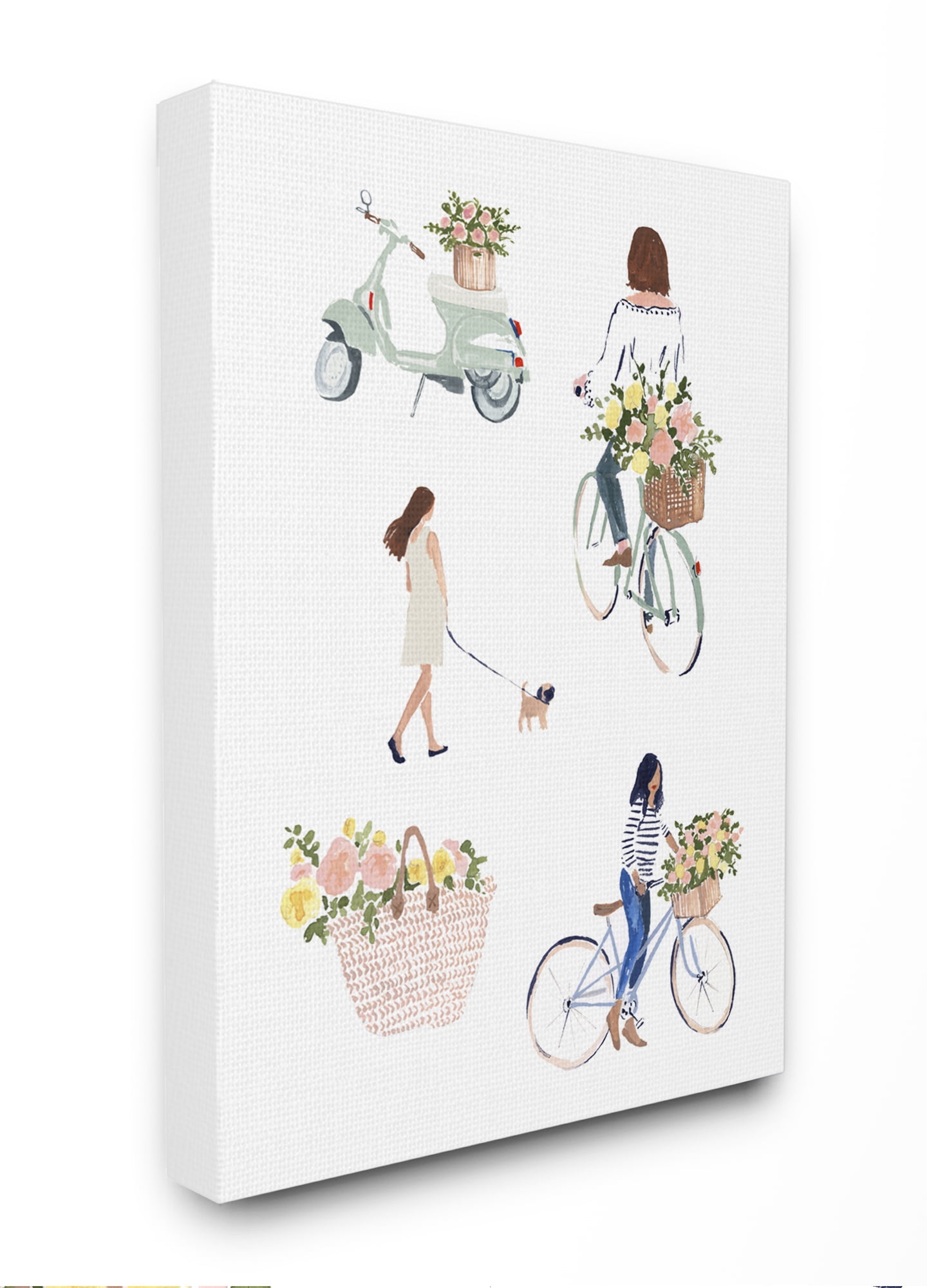 Stupell Industries Paris People And Flowers Watercolor Painting Canvas Wall Art, 36 x 48, by&nbsp;Samuel Dixon