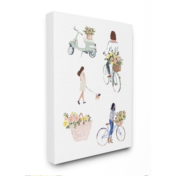 Stupell Industries Paris People And Flowers Watercolor Painting Canvas Wall Art, 36 x 48, by Samuel Dixon