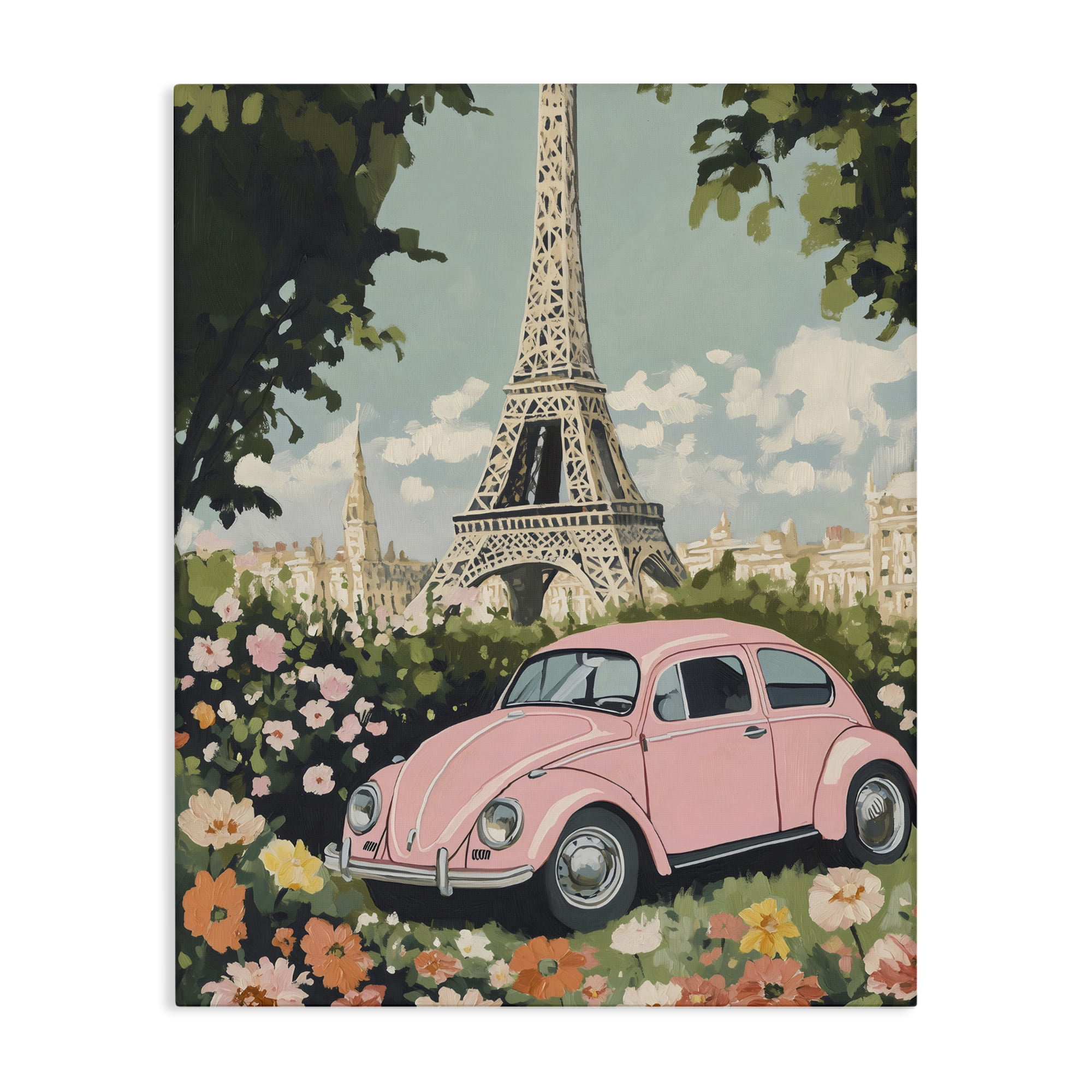 Stupell Industries Paris Pink Car in Bloom Canvas Wall Art, design by The Prints Vibe