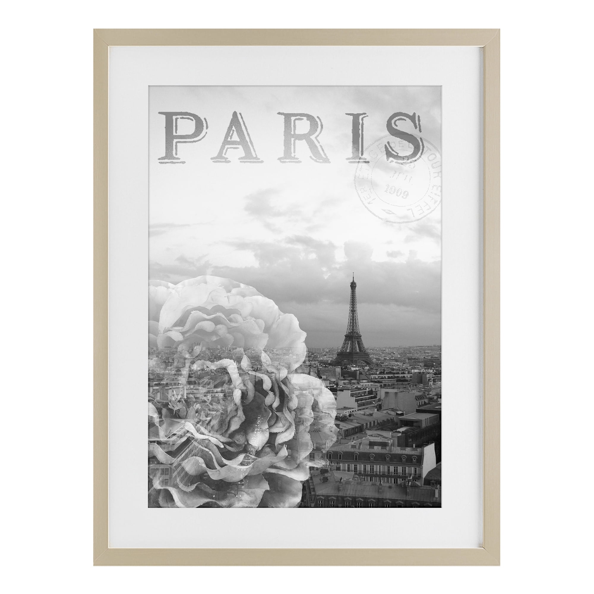 Stupell Industries Paris Postcard in Monochrome Birch Framed Print Under Glass, design by Emily Navas