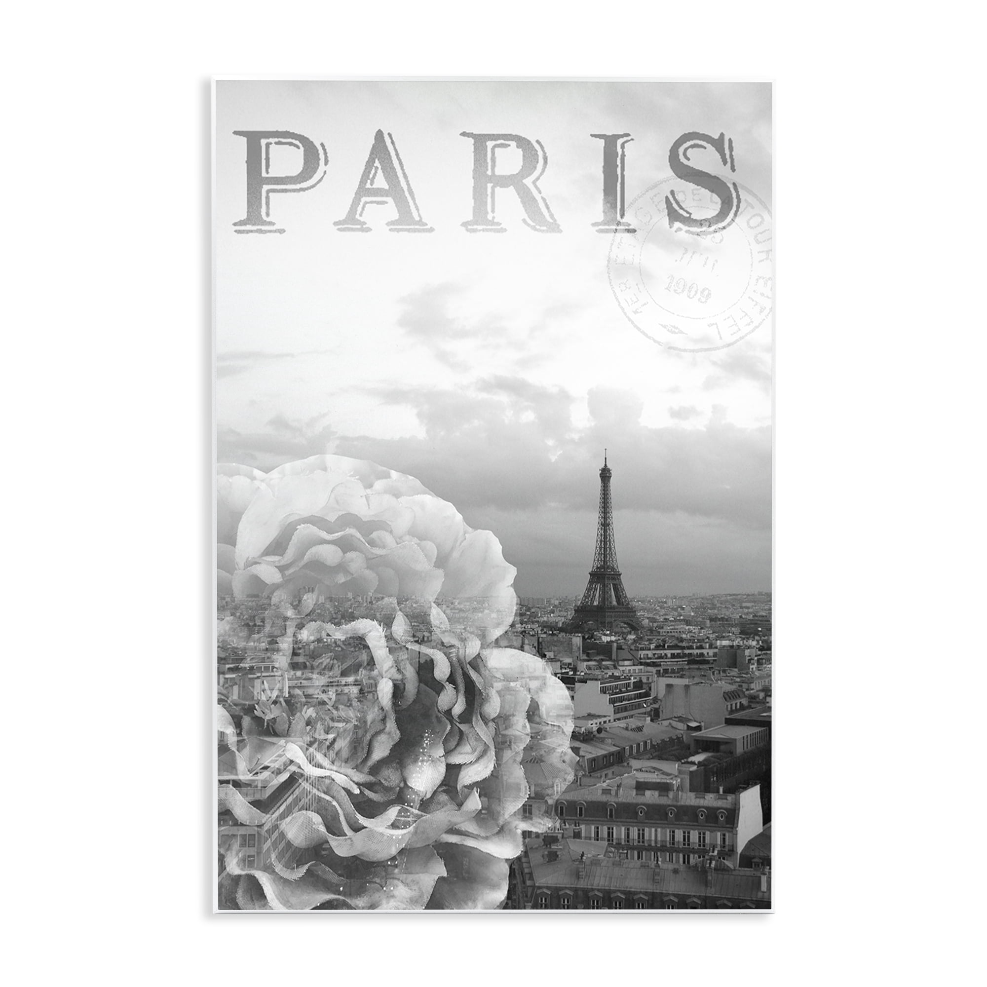 Stupell Industries Paris Postcard in Monochrome Wall Plaque Art, design by Emily Navas