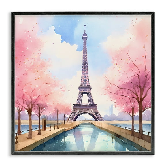 Stupell Industries Paris Rendezvous Scene Town & City Painting Black Framed Art Print Wall Art, 12 x 12