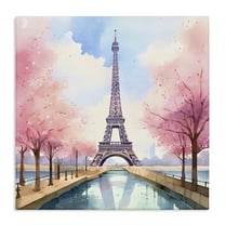 Stupell Industries Paris Rendezvous Scene Town & City Painting Gallery Wrapped Canvas Art Print Wall Art, 17 x 17