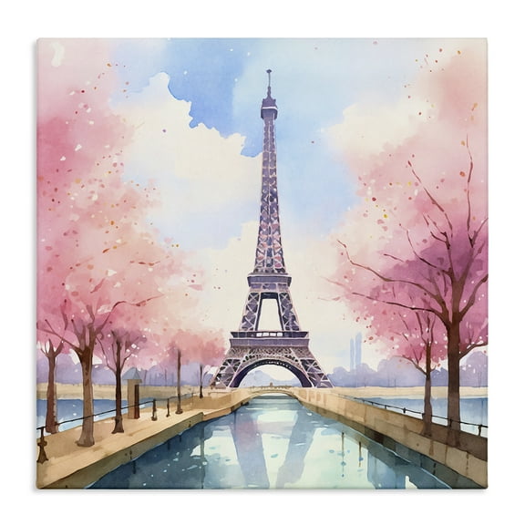 Stupell Industries Paris Rendezvous Scene Town & City Painting Gallery Wrapped Canvas Art Print Wall Art, 17 x 17