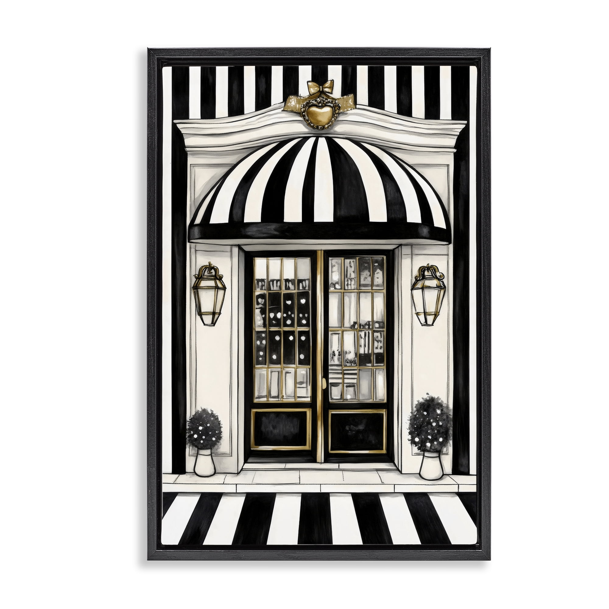 Stupell Industries Paris Storefront Facade Black Framed Floater Canvas Wall Art, design by Petal Prints Design