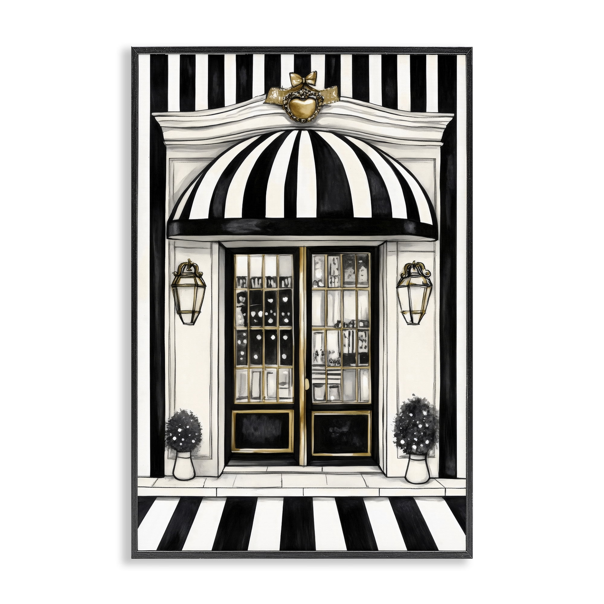 Stupell Industries Paris Storefront Facade Black Framed Giclee Art, design by Petal Prints Design