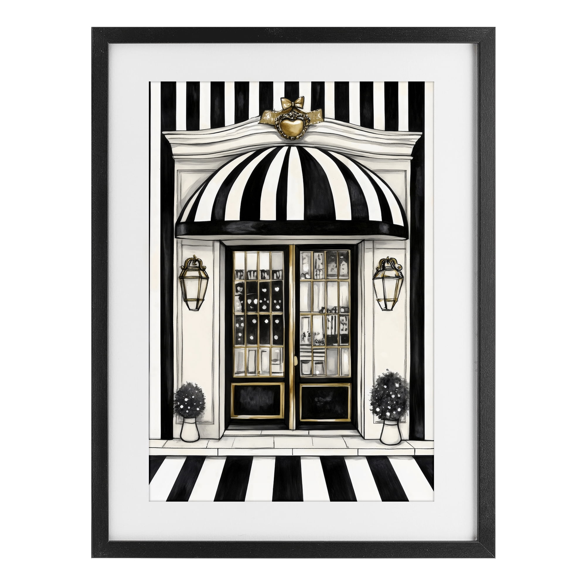 Stupell Industries Paris Storefront Facade Black Framed Print Under Glass, design by Petal Prints Design