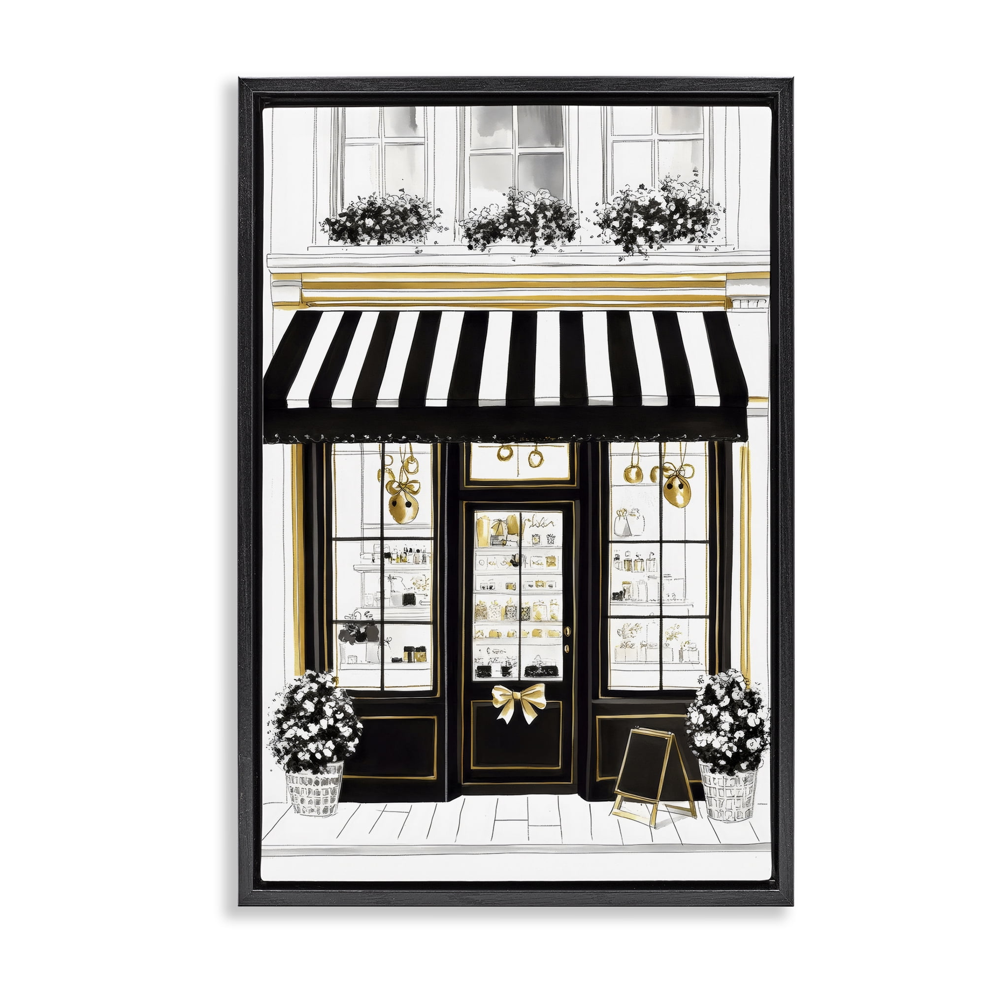 Stupell Industries Paris Storefront Window Display Black Framed Floater Canvas Wall Art, design by Petal Prints Design