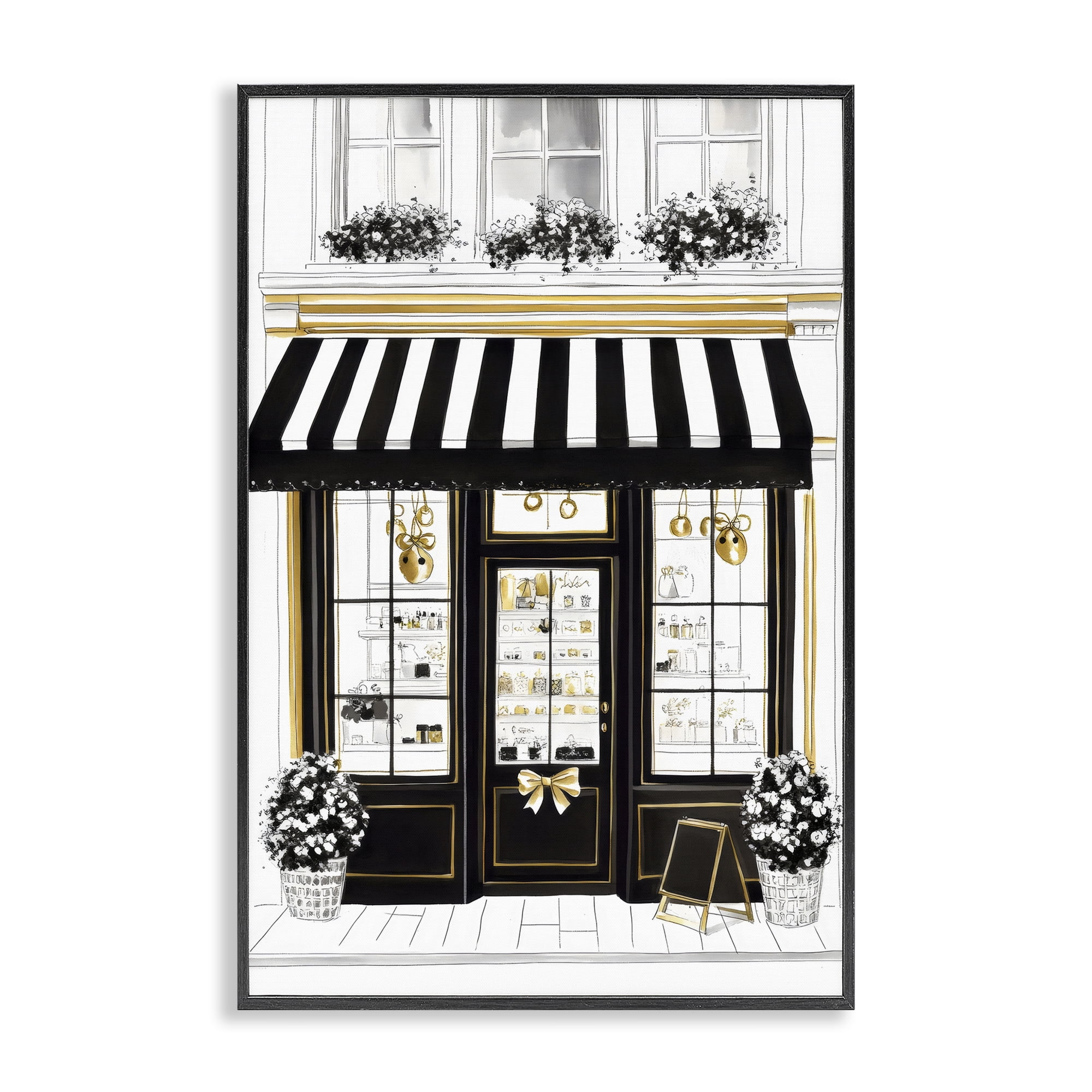 Stupell Industries Paris Storefront Window Display Black Framed Giclee Art, design by Petal Prints Design