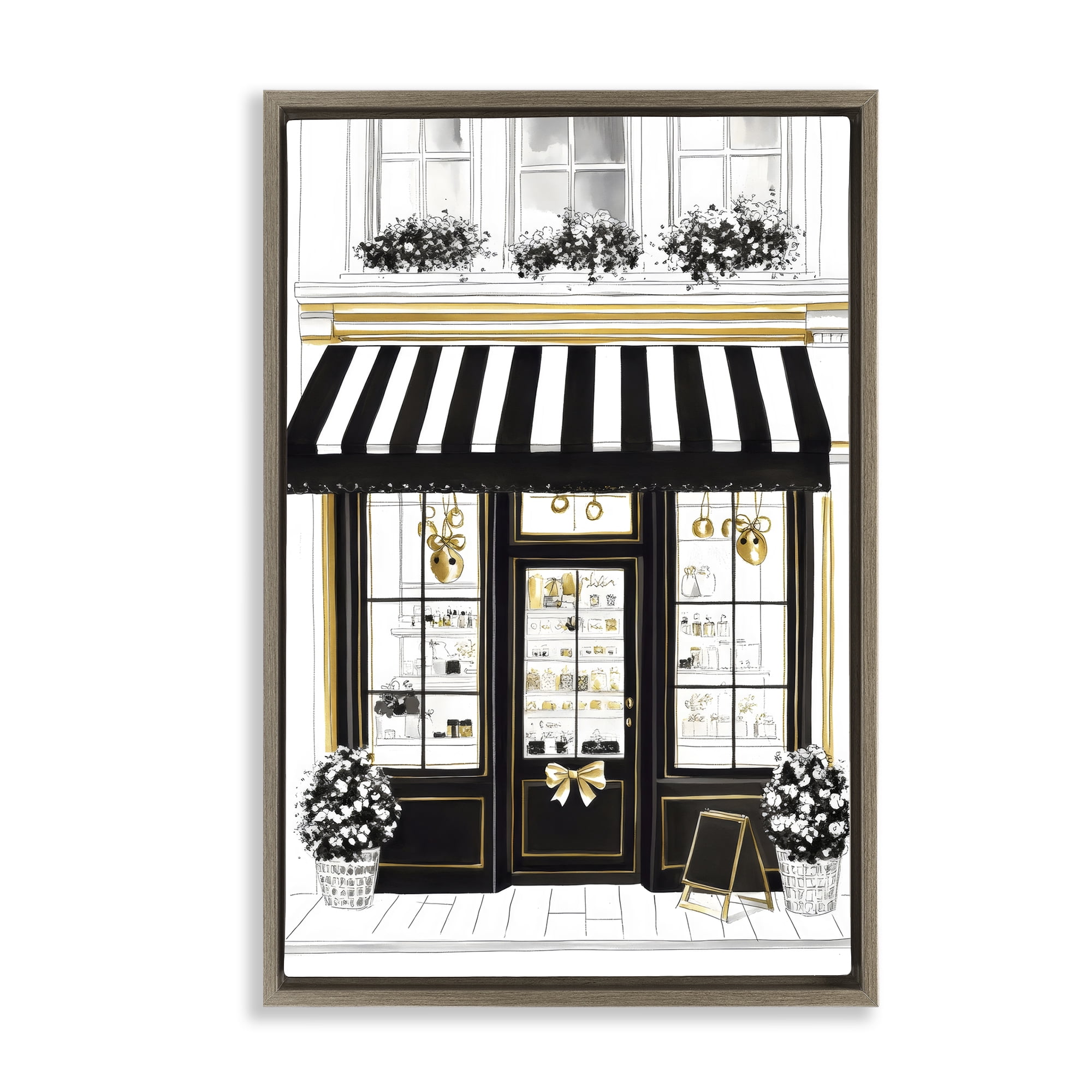 Stupell Industries Paris Storefront Window Display Brown Framed Floater Canvas Wall Art, design by Petal Prints Design