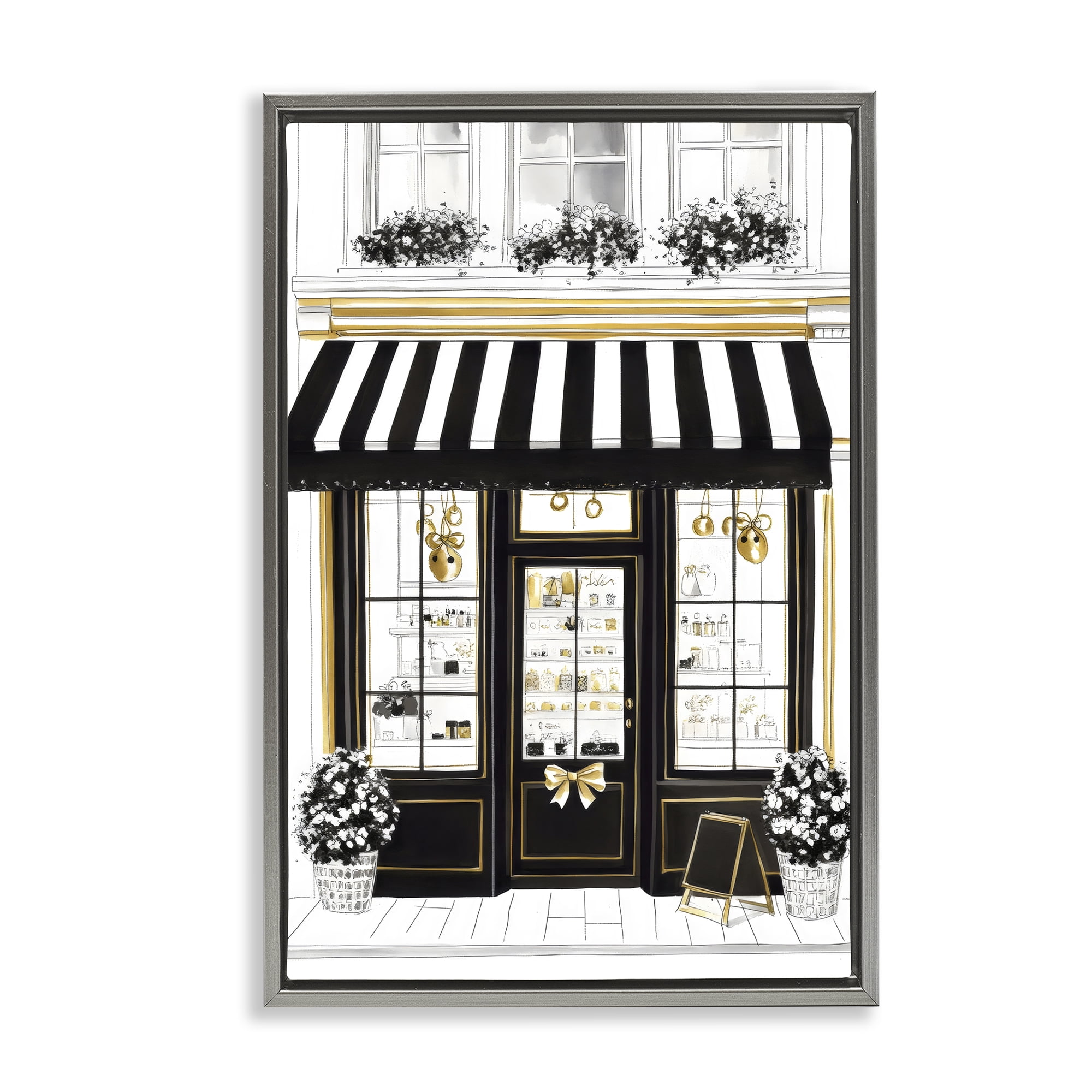 Stupell Industries Paris Storefront Window Display Gray Framed Floater Canvas Wall Art, design by Petal Prints Design