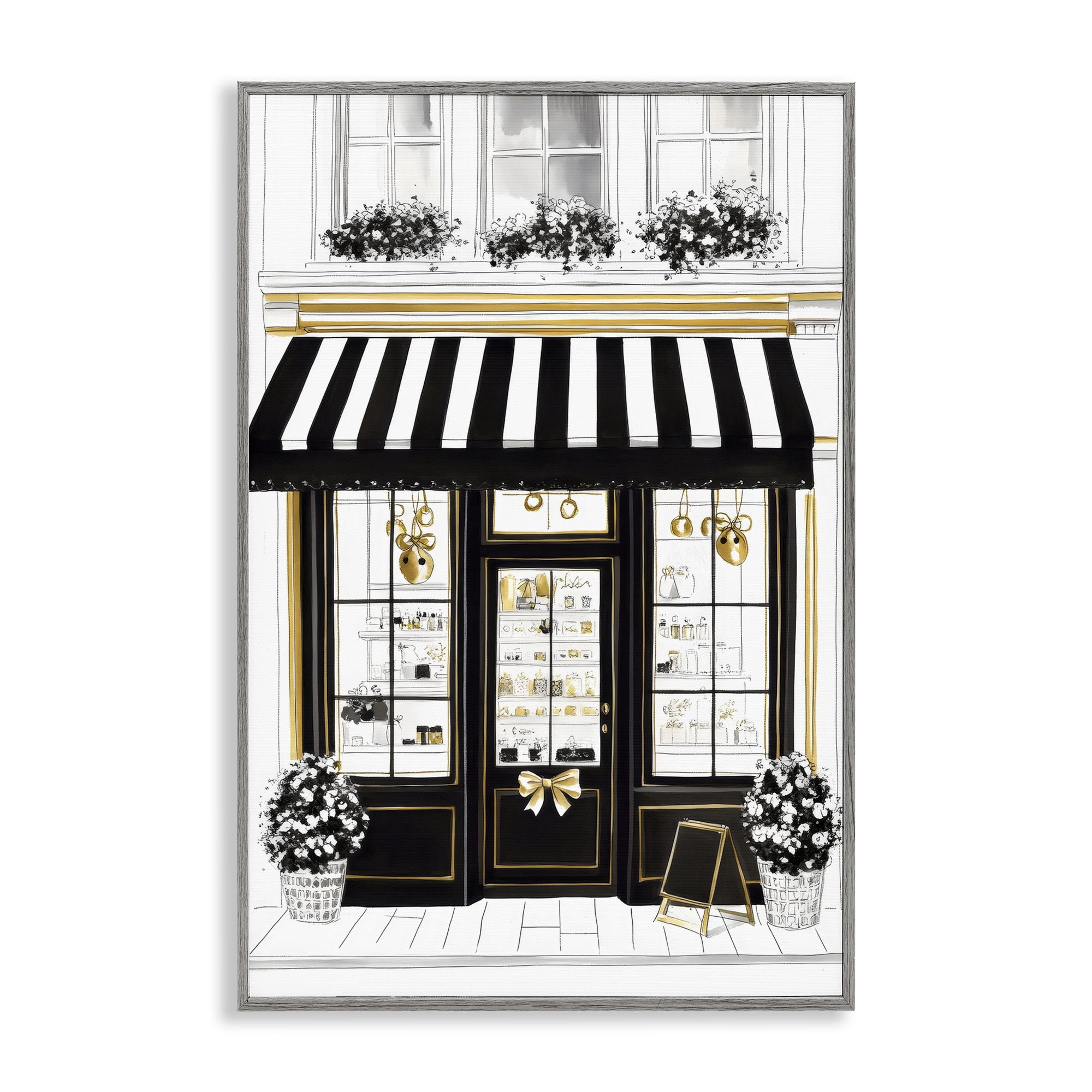 Stupell Industries Paris Storefront Window Display Gray Framed Giclee Art, design by Petal Prints Design