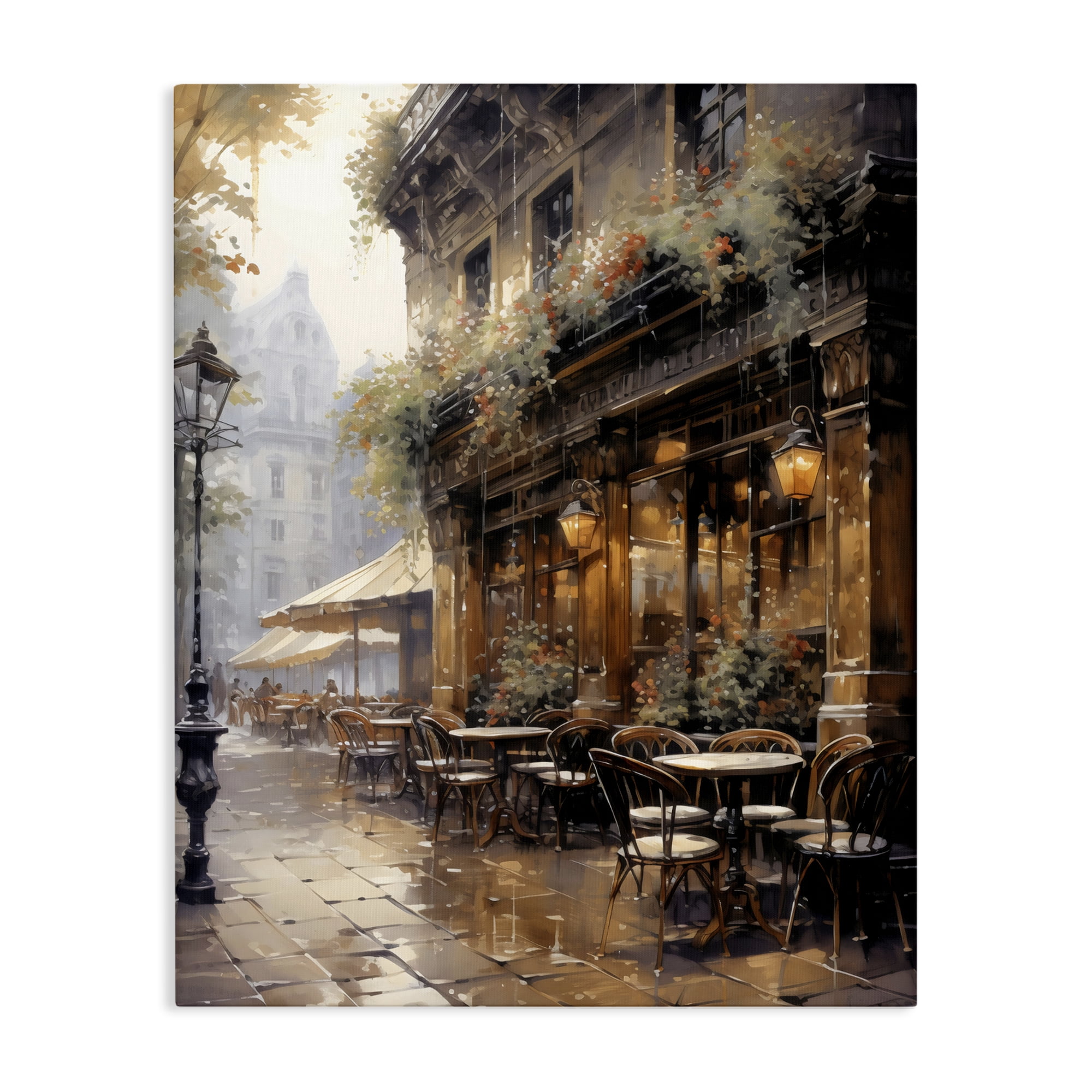 Stupell Industries Paris Street Cafe in Rain Canvas Wall Art, design by Creative Studio