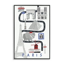 Stupell Industries Paris Whimsical Travel City Cityscapes Painting Black Framed Art Print Wall Art, 12 x 18