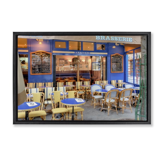 Stupell Industries Traditional Parisian Brasserie Terrace Black Floating Frame Canvas Art, 25 x 17, by Alan Blaustein
