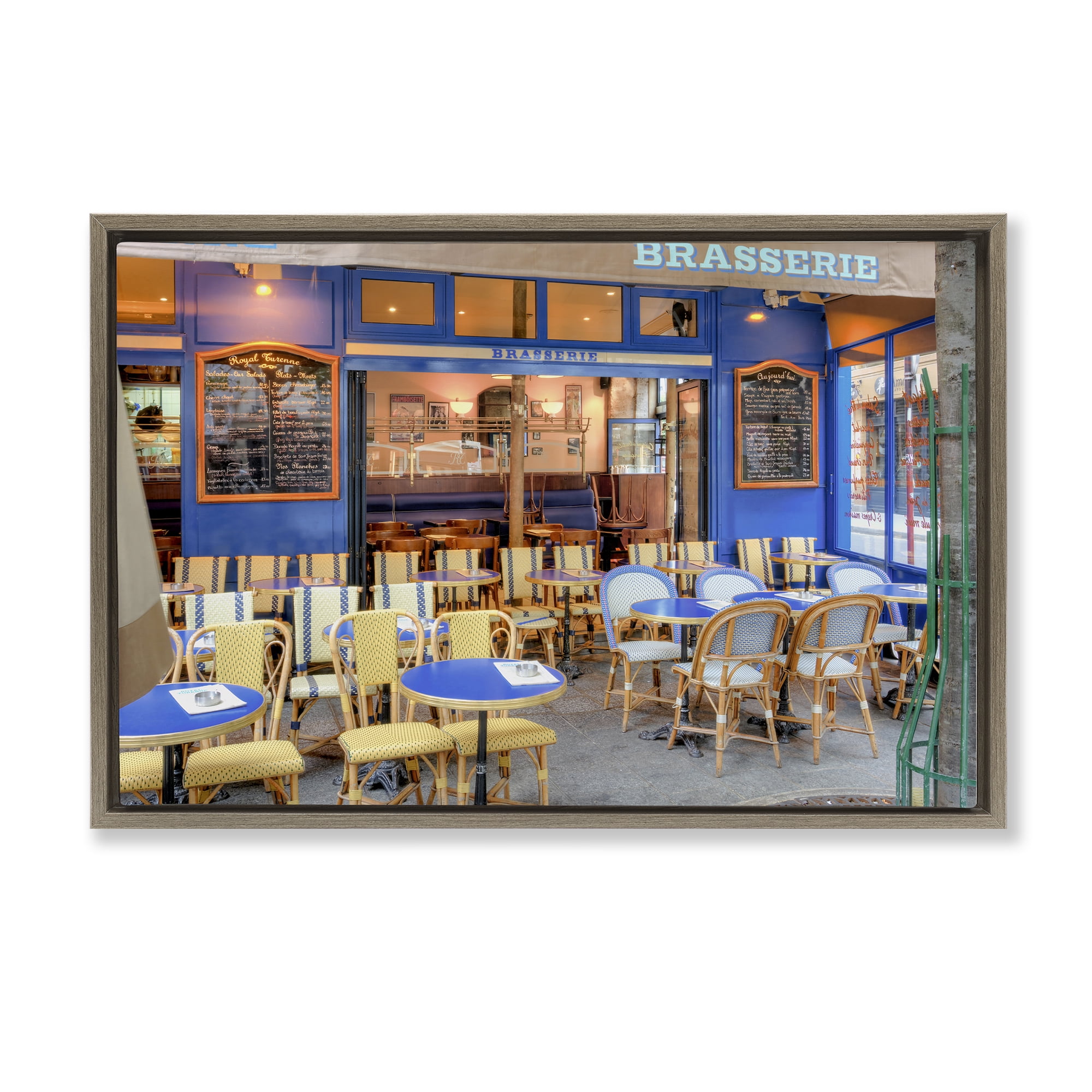 Stupell Industries Parisian Brasserie Terrace Brown Framed Floater Canvas Wall Art, design by Alan Blaustein