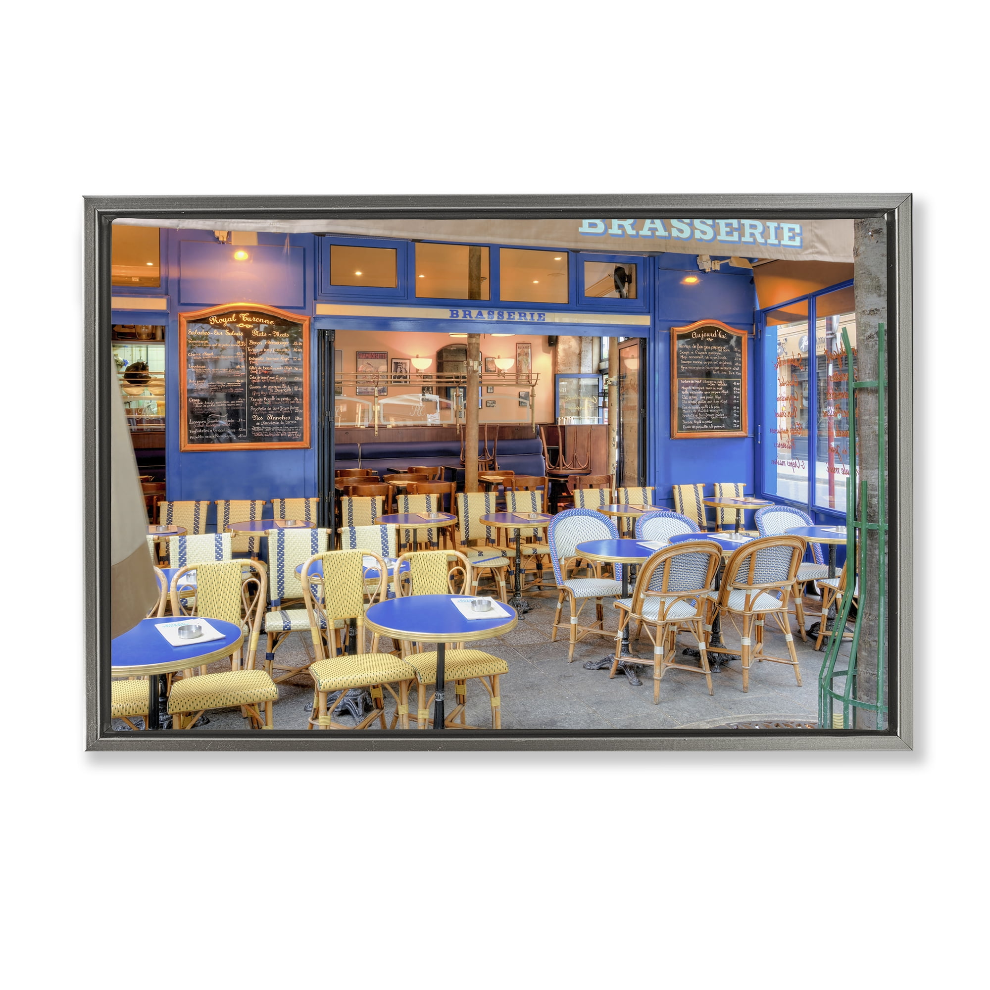 Stupell Industries Parisian Brasserie Terrace Gray Framed Floater Canvas Wall Art, design by Alan Blaustein