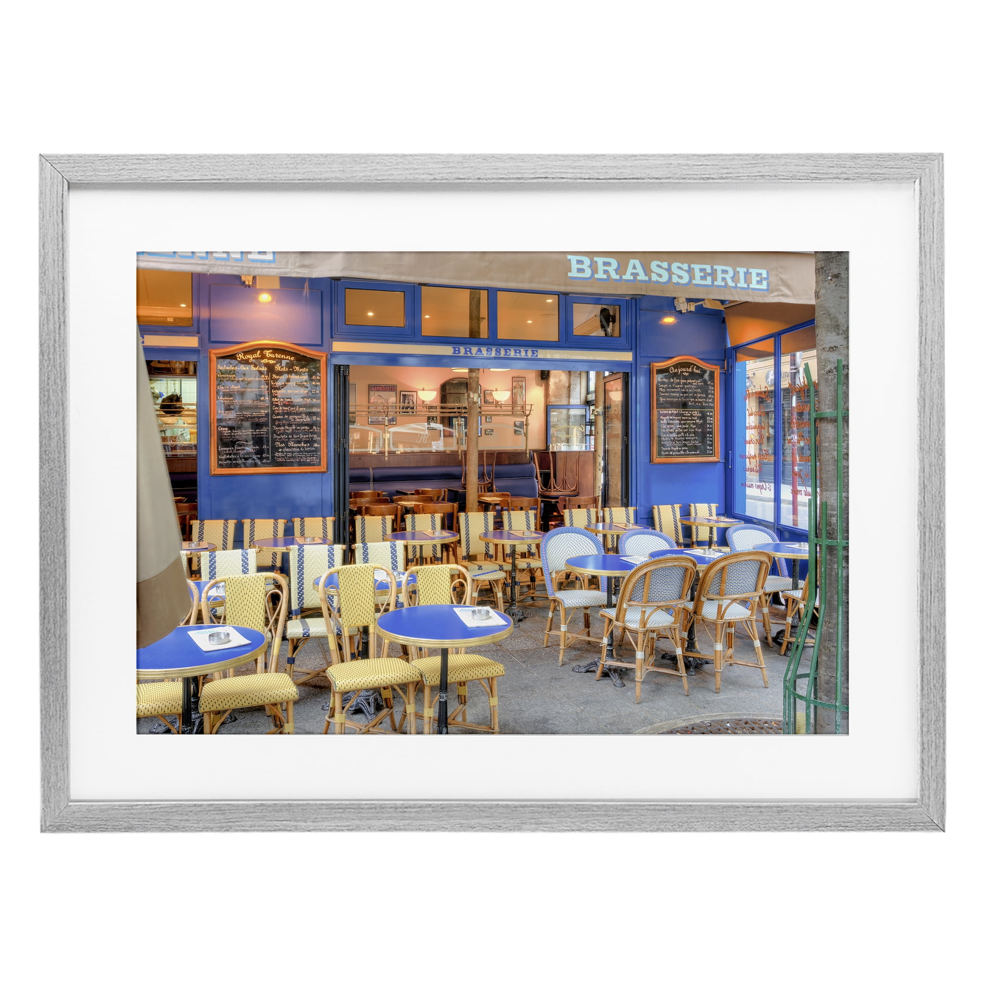 Stupell Industries Parisian Brasserie Terrace Gray Framed Print Under Glass, design by Alan Blaustein