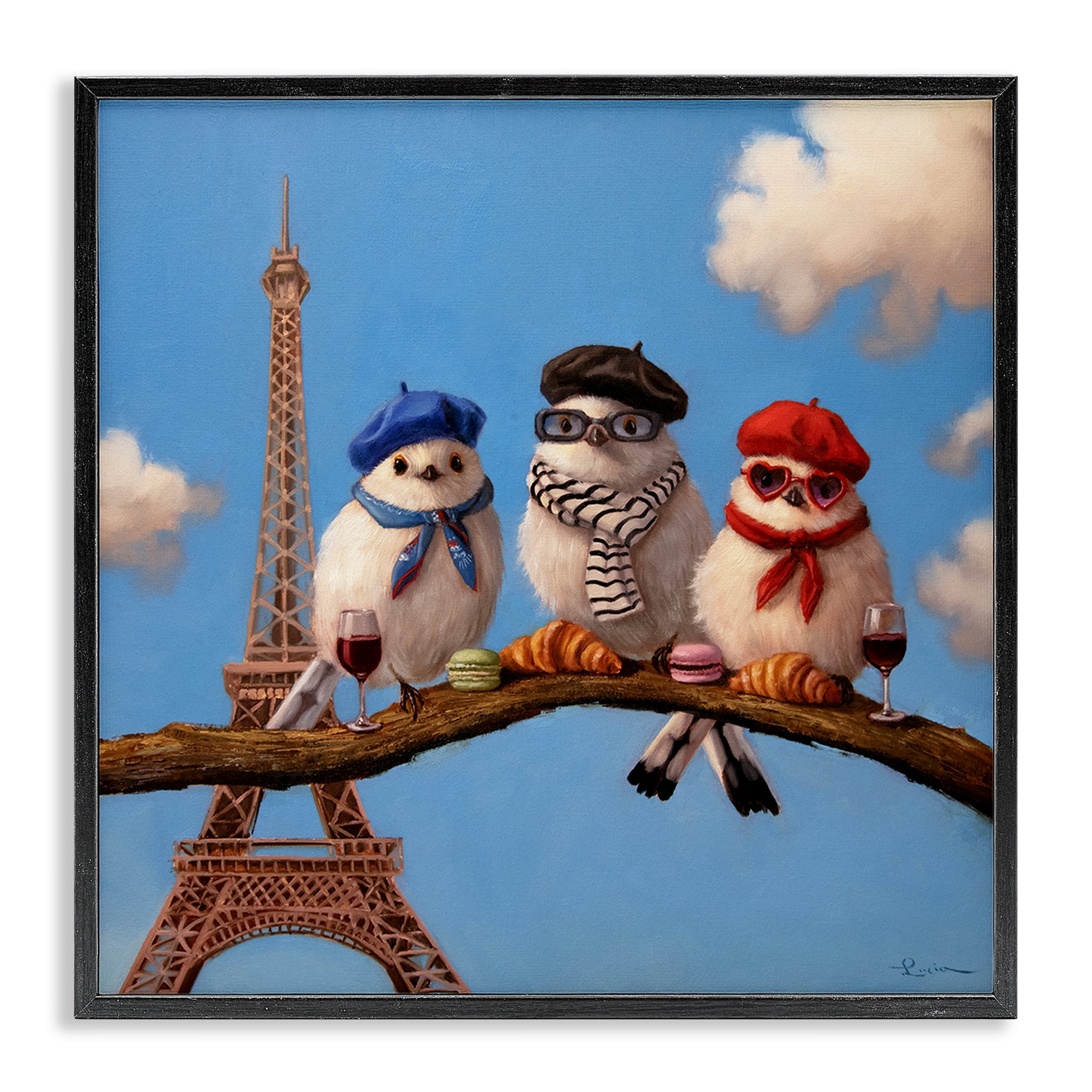 Stupell Industries Parisian Chic Birds in Paris Black Framed Giclee Art, design by Lucia Heffernan