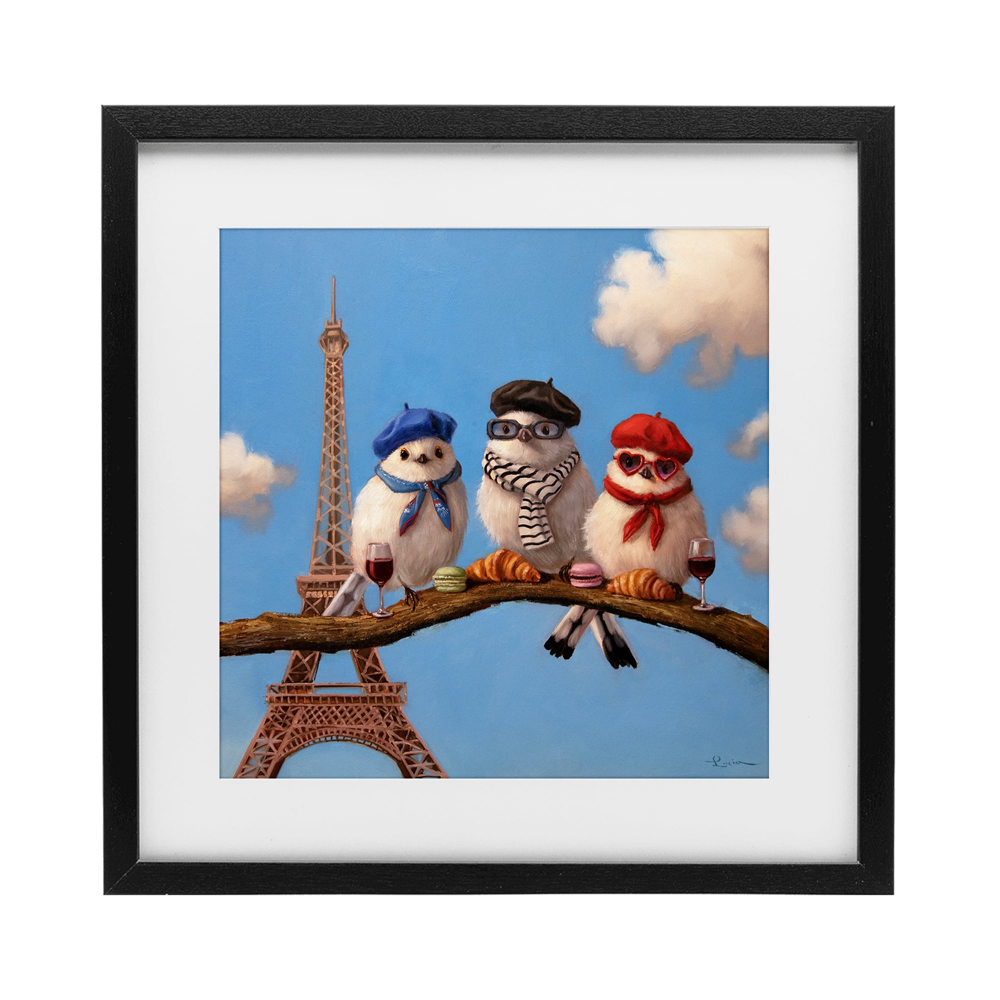 Stupell Industries Parisian Chic Birds in Paris Black Framed Print Under Glass, design by Lucia Heffernan