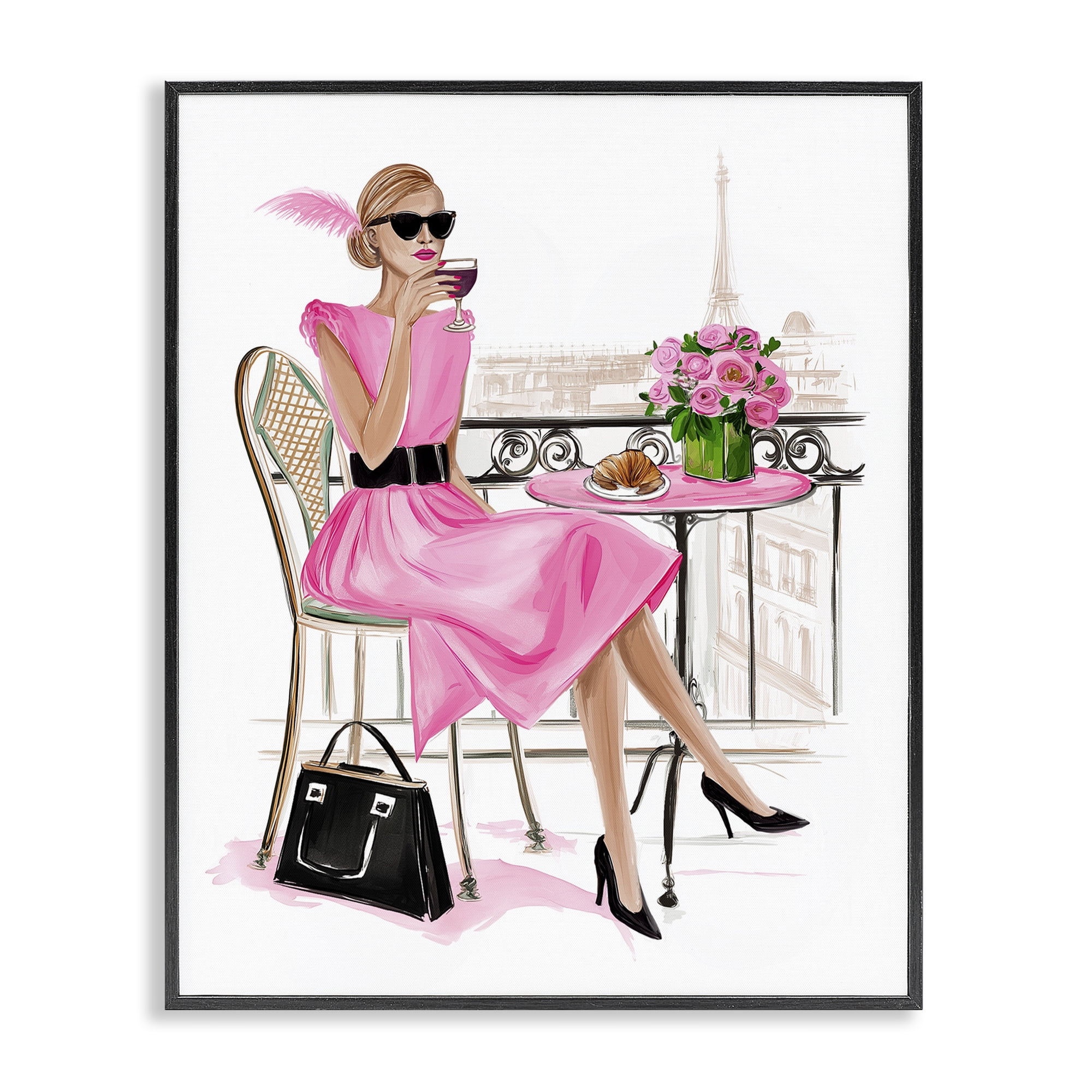 Stupell Industries Parisian Chic on Cafe Balcony Black Framed Giclee Art, design by Jess Stempel