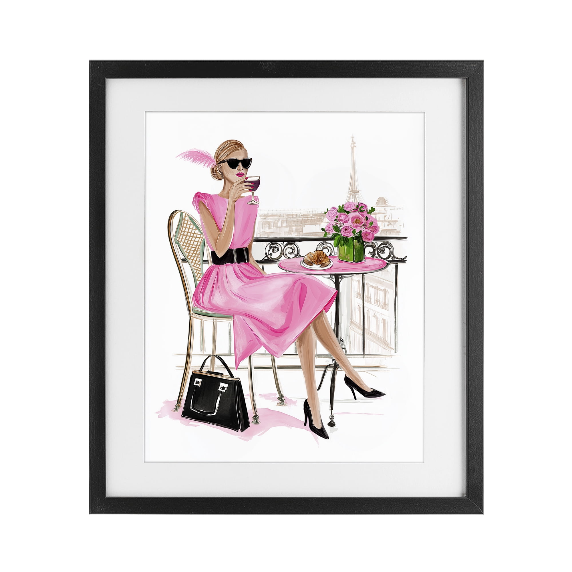 Stupell Industries Parisian Chic on Cafe Balcony Black Framed Print Under Glass, design by Jess Stempel