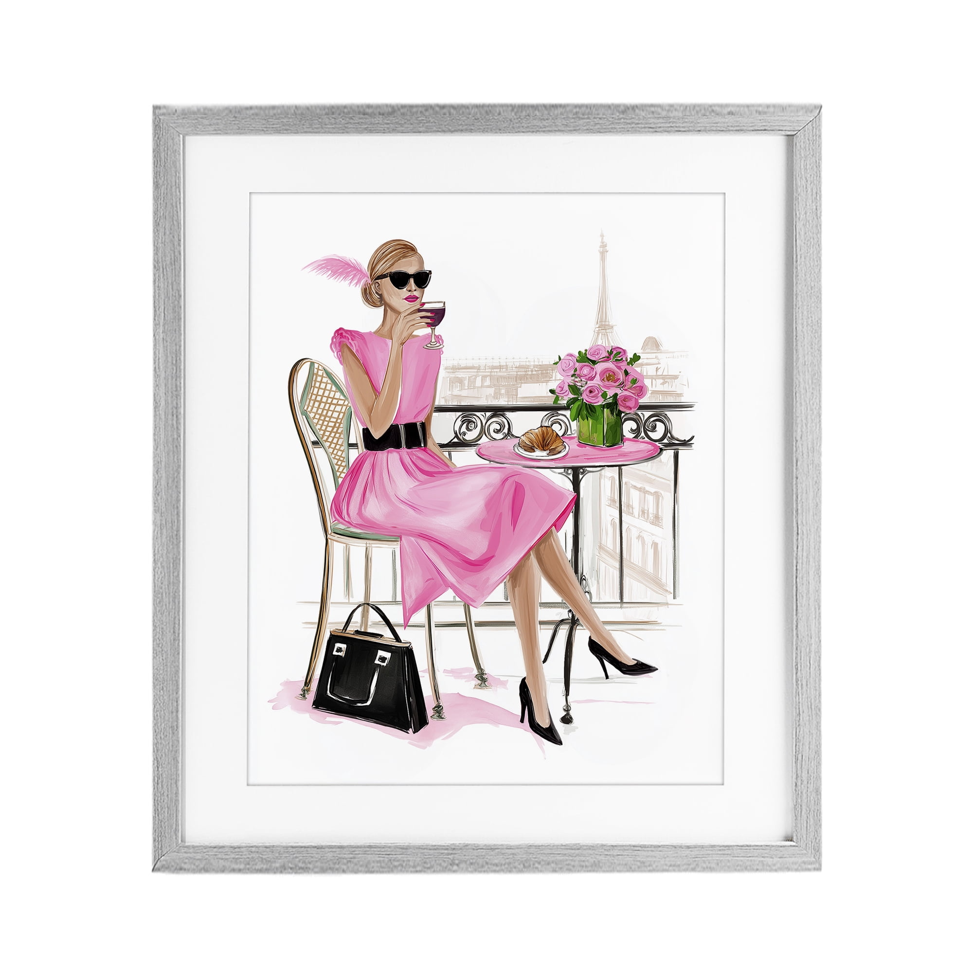 Stupell Industries Parisian Chic on Cafe Balcony Gray Framed Print Under Glass, design by Jess Stempel