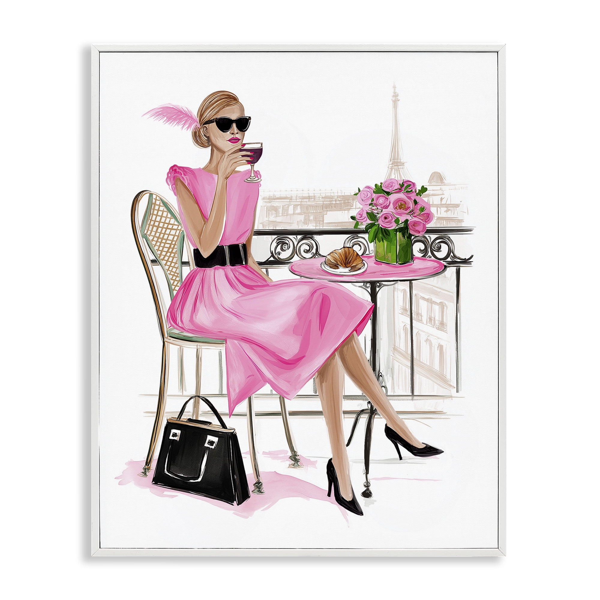 Stupell Industries Parisian Chic on Cafe Balcony White Framed Giclee Art, design by Jess Stempel