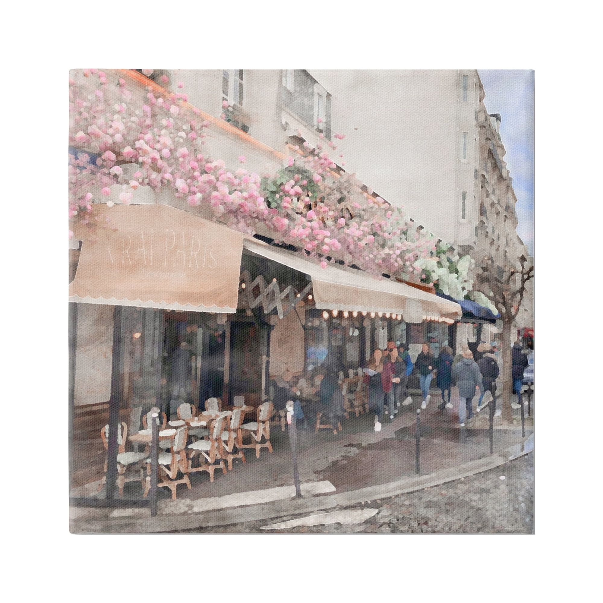 Parisian City Street Scene Canvas Wall Art, 17 x 17