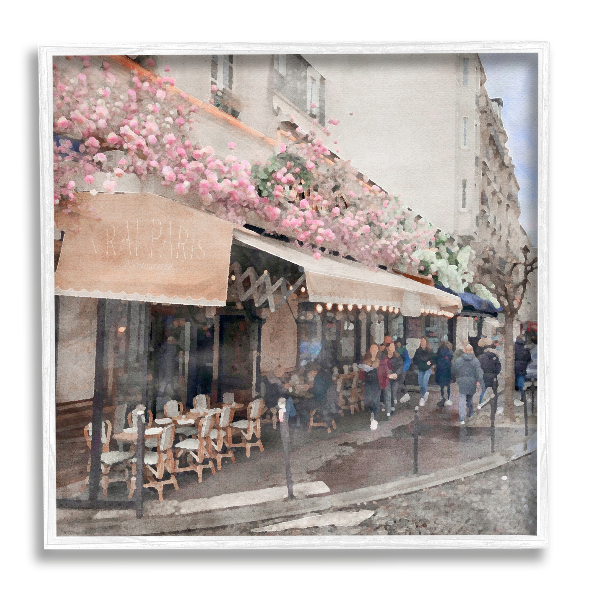 Stupell Industries Parisian City Street Travel & Places Painting White Framed Art Print Wall Art, 12 x 12