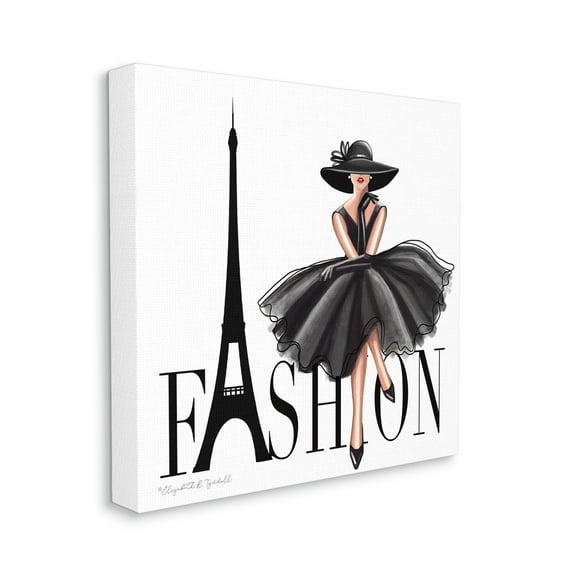 Stupell Industries Parisian Fashion Illustration High End Design Black Dress, 24 x 24, Designed by Elizabeth Tyndall