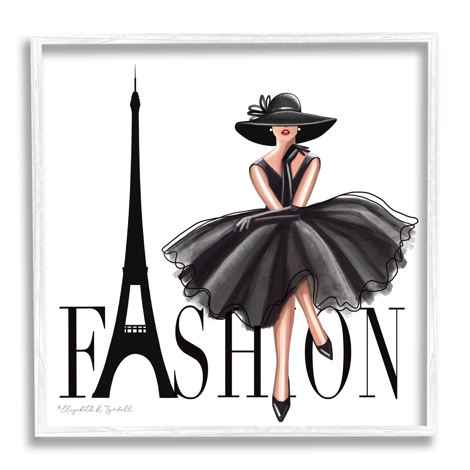 Stupell Industries Parisian Fashion Illustration High End Design Black Dress, 24 x 24, Designed by Elizabeth Tyndall