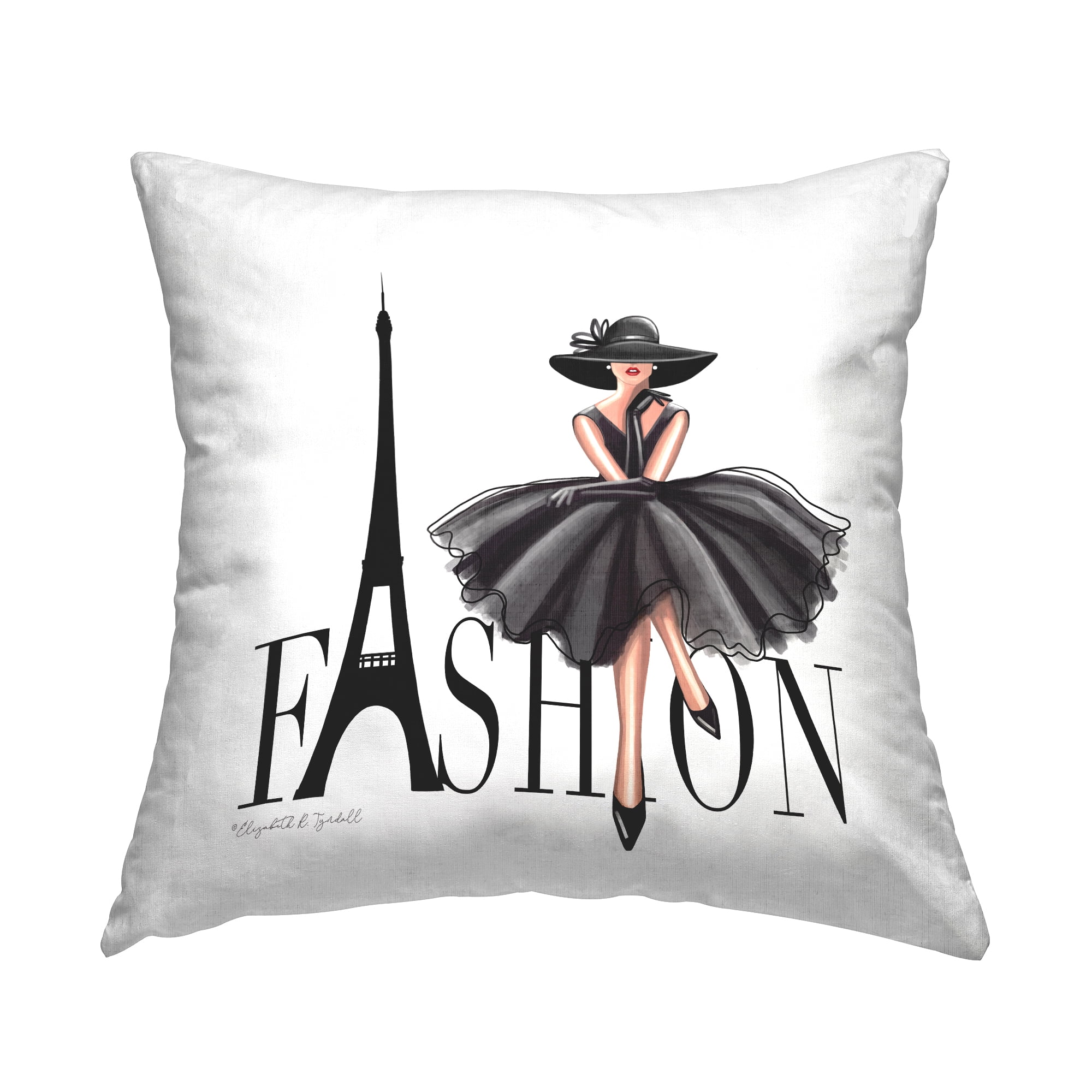 Stupell Industries Parisian Fashion Illustration High End Design Dress Glam Black,18 x 7 x 18 Decorative Pillows