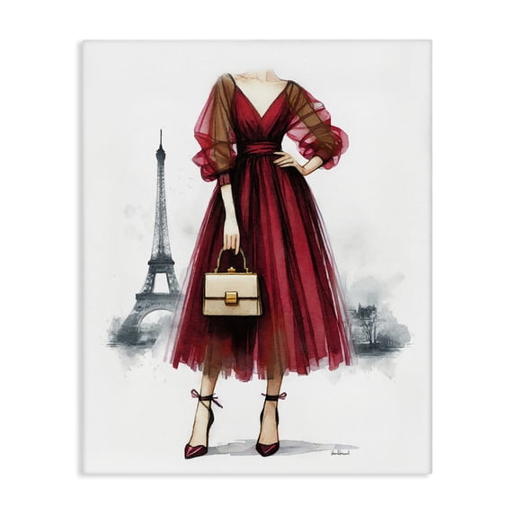 Stupell Industries Art Deco Parisian Fashion Red Dress Canvas Art, 16 x 20, by Amanda Greenwood