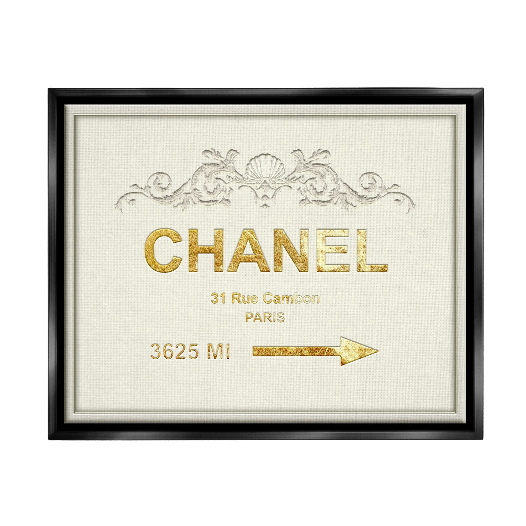 Stupell Industries Parisian Fashion Sign Distance from New York Metallic Gold Framed Floating Canvas Wall Art, 24x30, by Ziwei Li