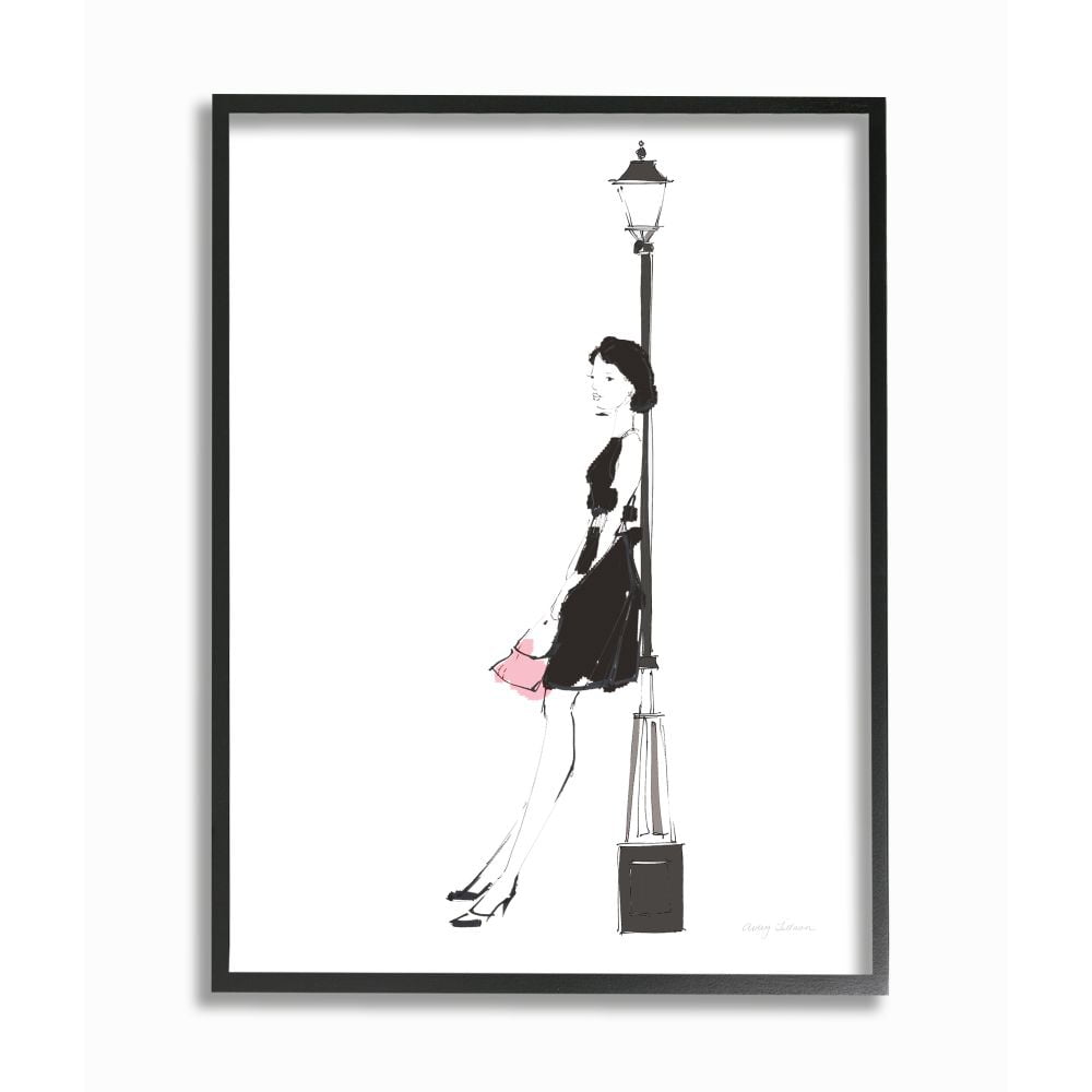 Stupell Industries Parisian Female Fashion Chic Light Post Sketch Framed Wall Art Design by Avery Tillmon, 24" x 30", Black Framed