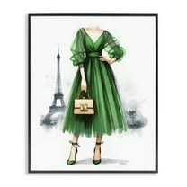 Stupell Industries Parisian Girl Fashion Fashion Painting Black Framed Art Print Wall Art, 11 x 14