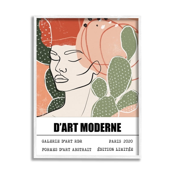 Stupell Industries Parisian Modern Abstraction Woman's Face Green Cactus, 11 x 14, Designed by Ros Ruseva
