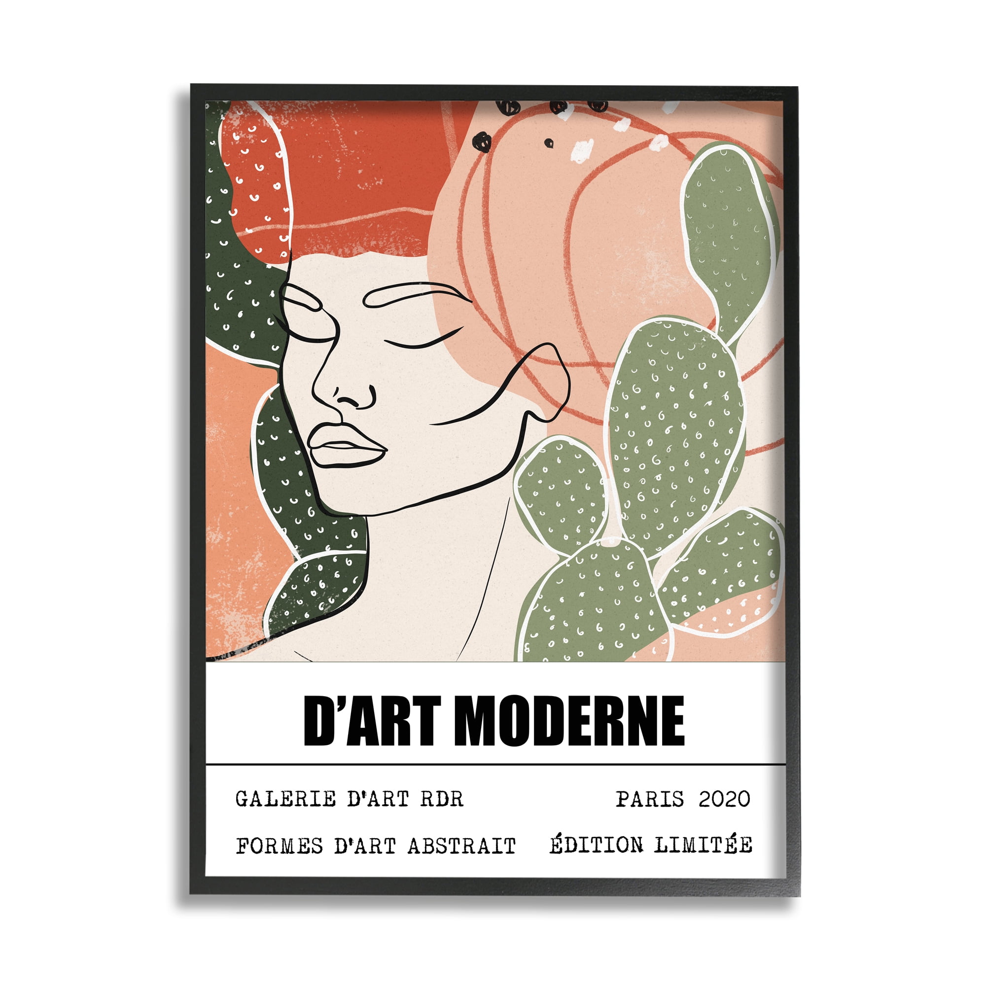 Stupell Industries Parisian Modern Abstraction Woman's Face Green Cactus, 16 x 20, Designed by Ros Ruseva