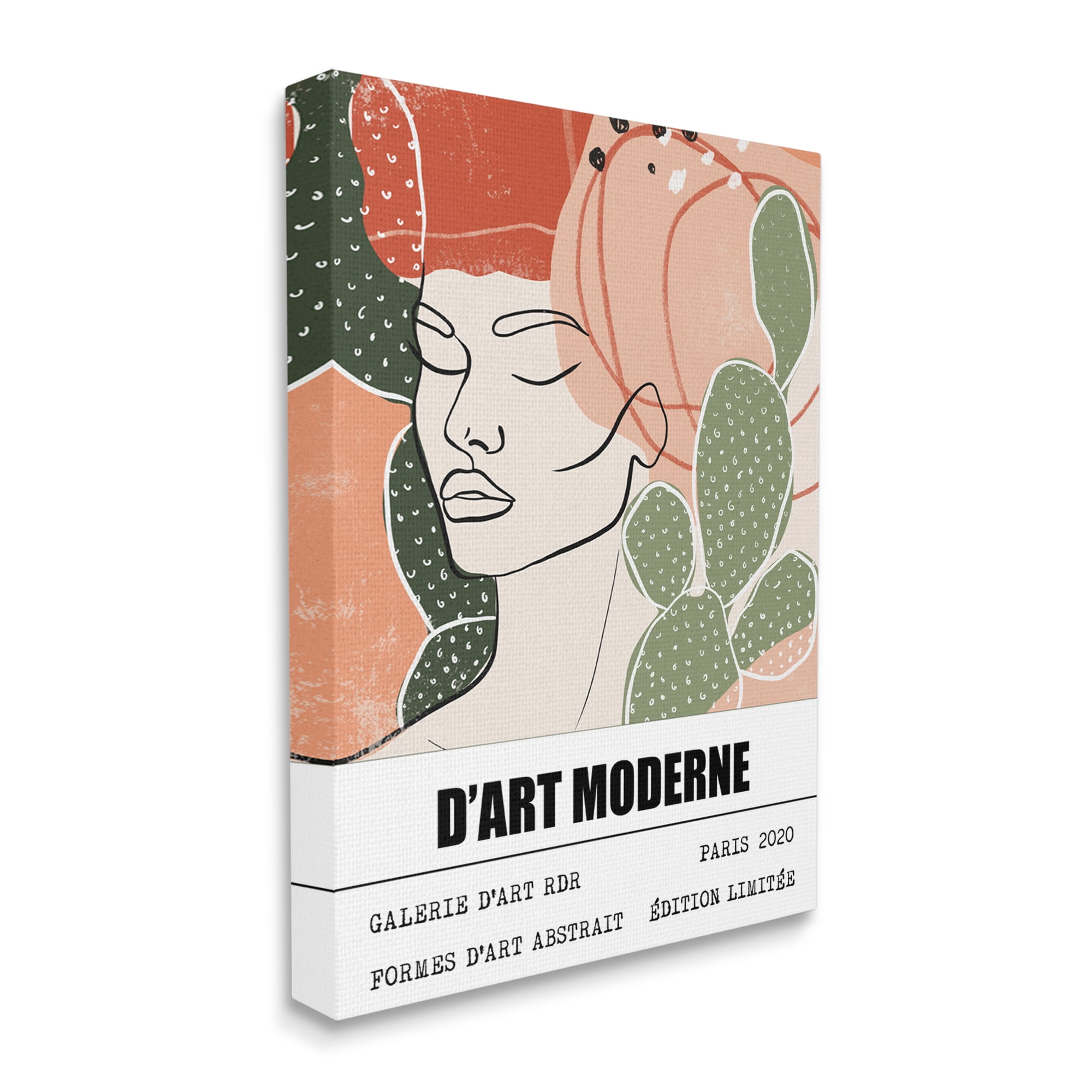 Stupell Industries Parisian Modern Abstraction Woman's Face Green Cactus, 30 x 40, Designed by Ros Ruseva