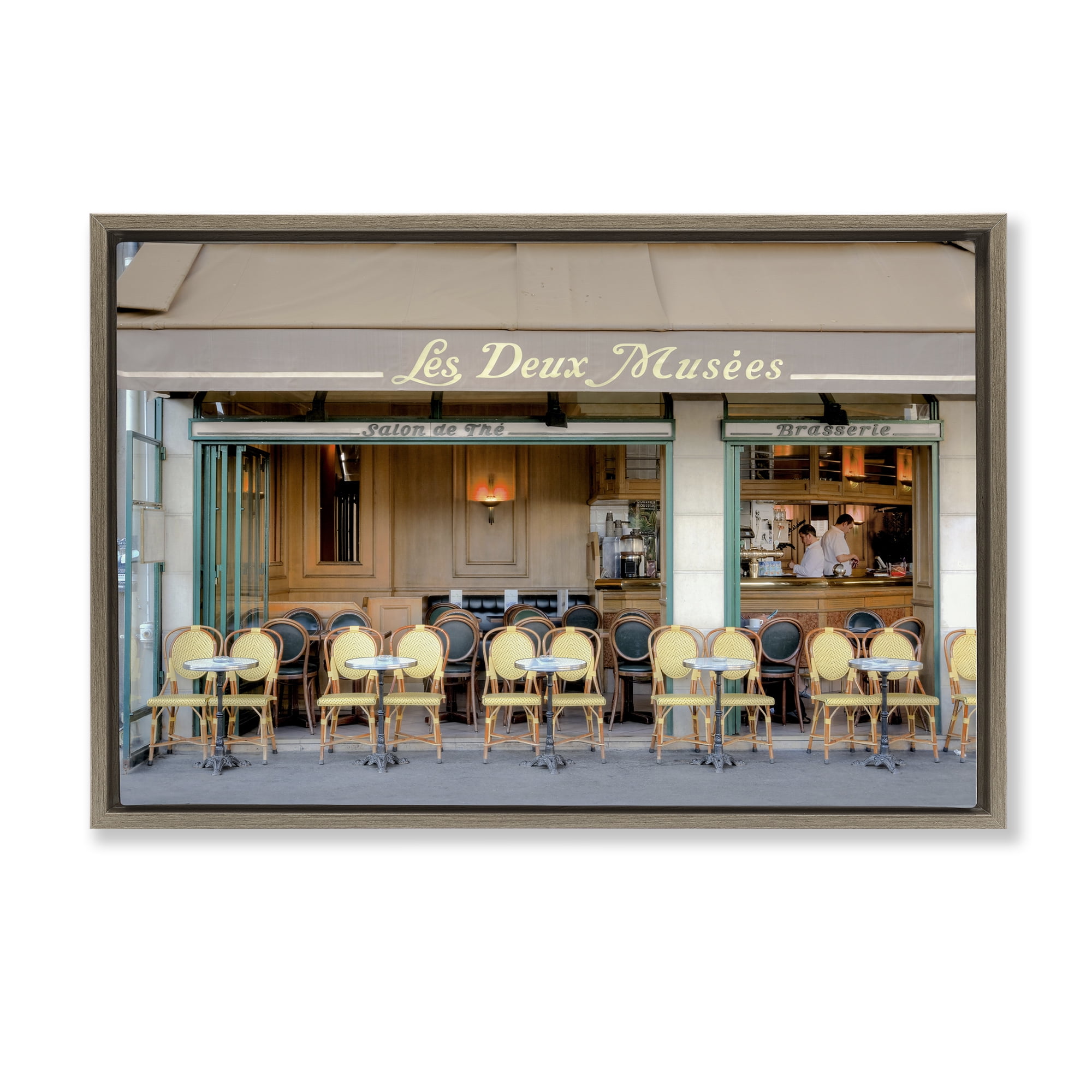 Stupell Industries Parisian Outdoor Seating Cafe Brown Framed Floater Canvas Wall Art, design by Alan Blaustein