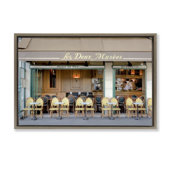Stupell Industries Traditional Parisian Outdoor Seating Cafe Brown Floating Frame Canvas Art, 31 x 21, by Alan Blaustein