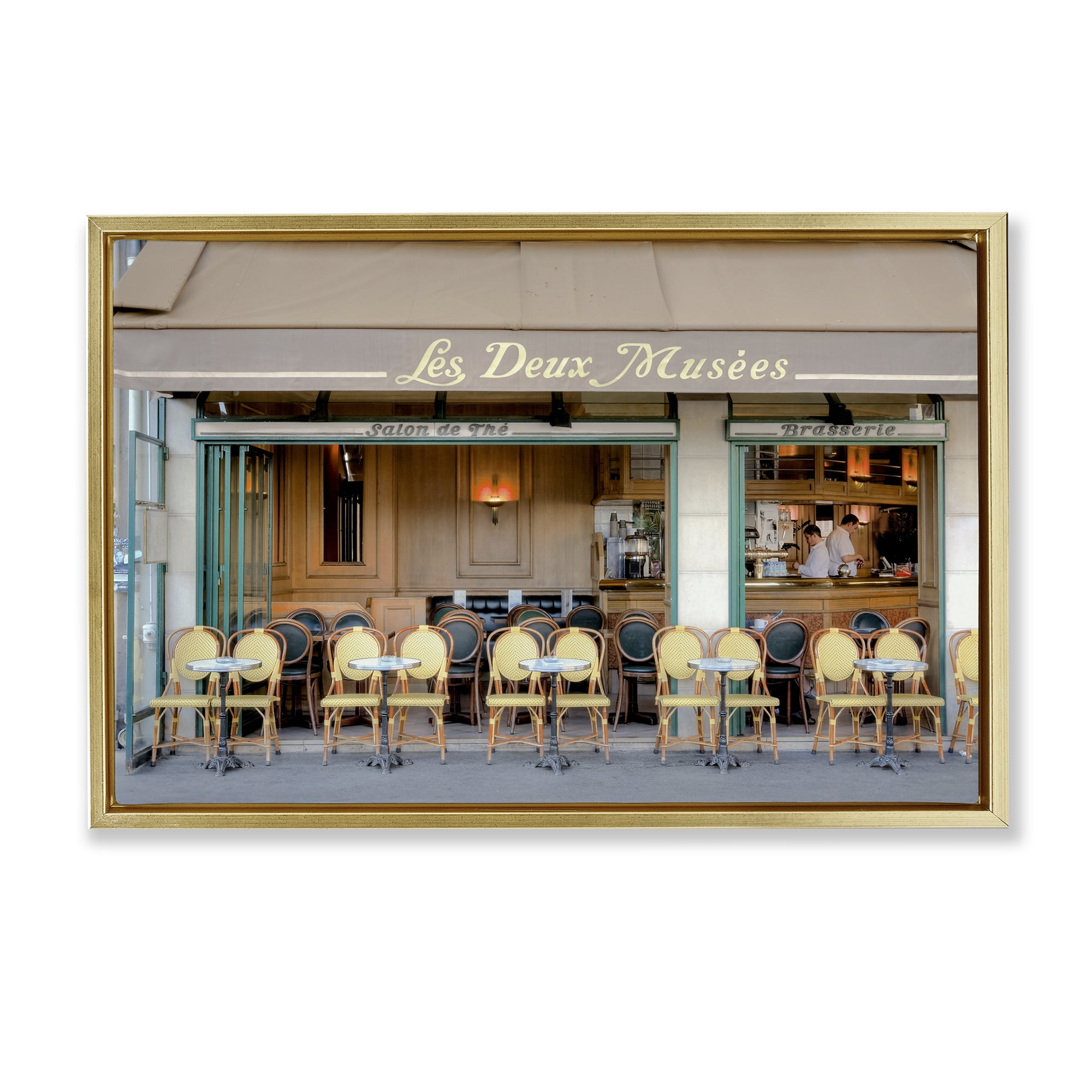 Stupell Industries Parisian Outdoor Seating Cafe Gold Framed Floater Canvas Wall Art, design by Alan Blaustein