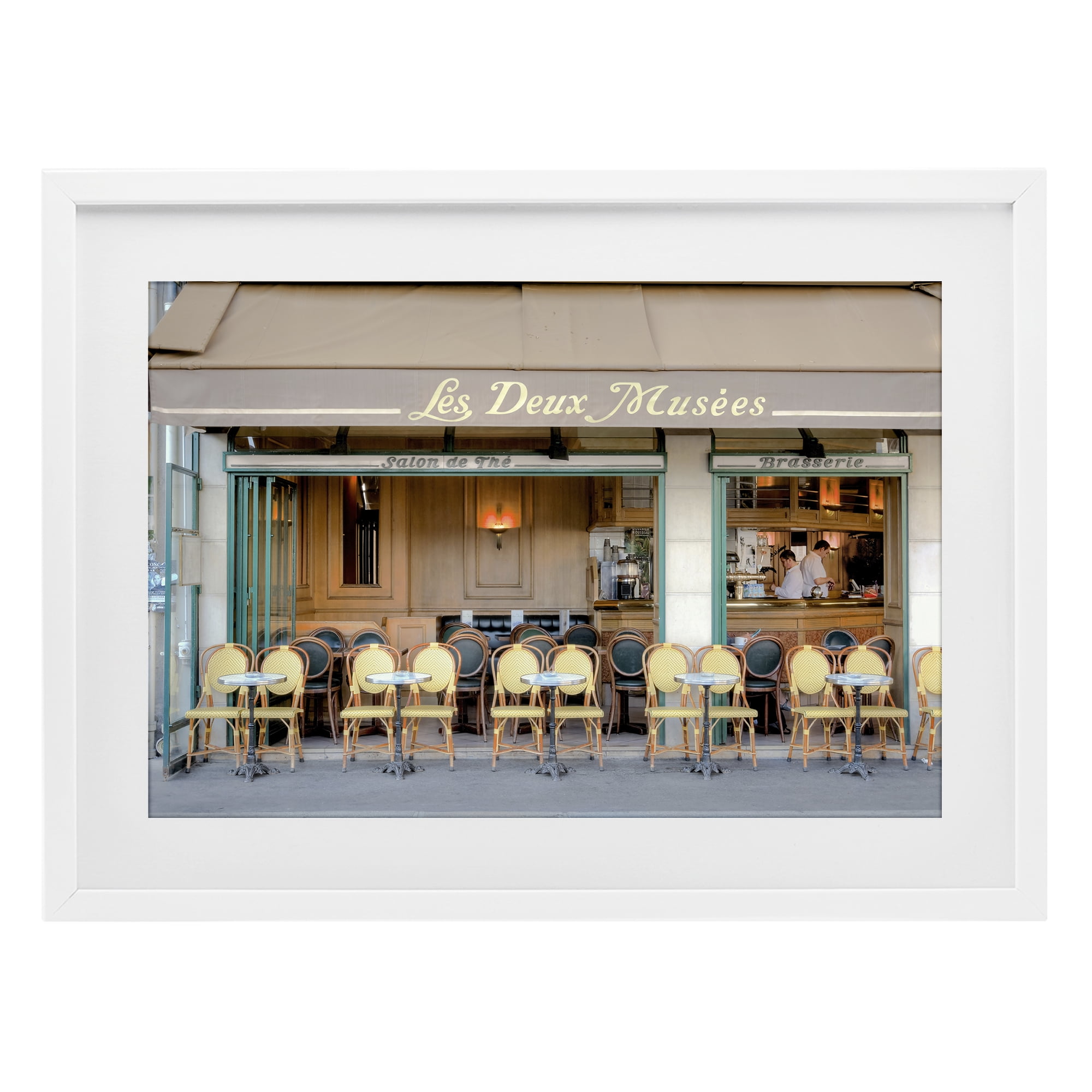 Stupell Industries Parisian Outdoor Seating Cafe White Framed Print Under Glass, design by Alan Blaustein