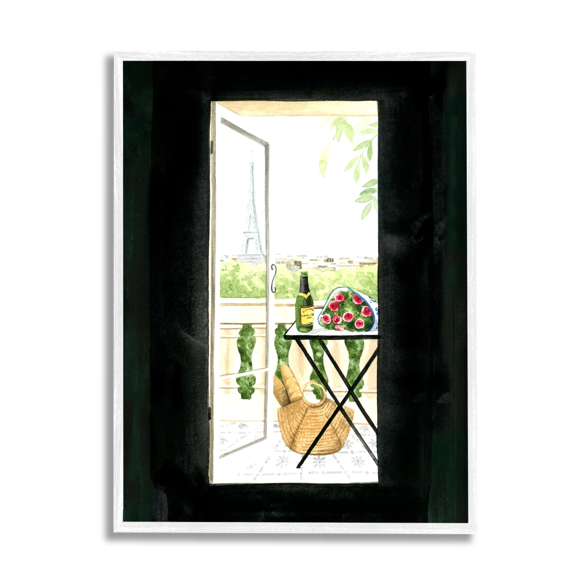 Stupell Industries Parisian Room Entryway Classic European Balcony Opening Traditional Painting White Framed Art Print Wall Art, 24 x 30, Design by Grace Popp