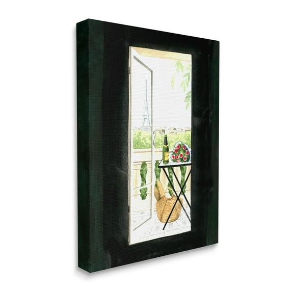 Stupell Industries Parisian Room Entryway Classic European Balcony Opening Travel & Places Painting Gallery Wrapped Canvas Print Wall Art, 16 x 20