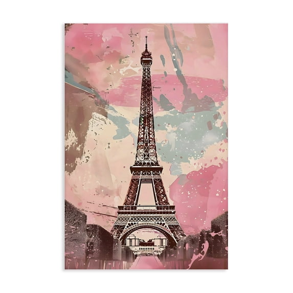 Stupell Industries Cottage Parisian Tower Pink & Blue Canvas Art, 16 x 24, by Creative Studio