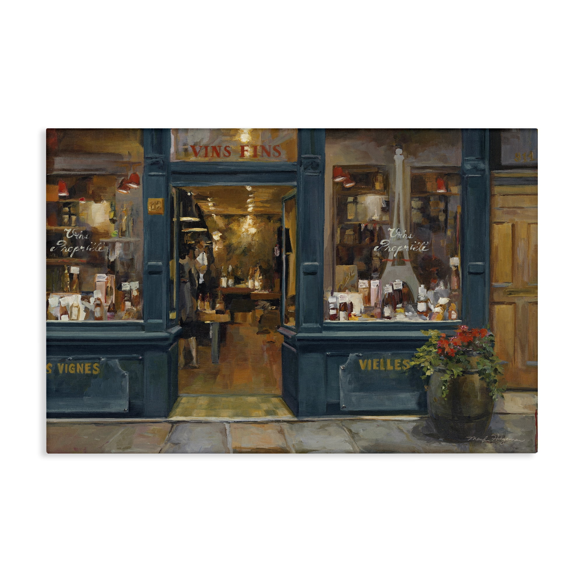 Stupell Industries Parisian Wine Shop Buildings & Architecture Painting Wrapped Canvas Art Print Wall Art, 45 x 30