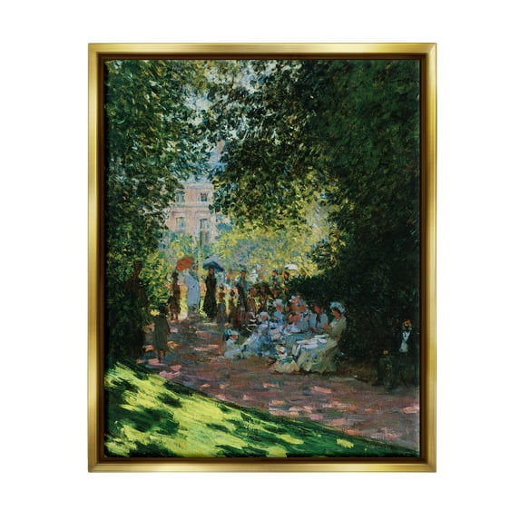 Stupell Industries Parisians In Parc Classical Painting Style Metallic Gold Framed Floating Canvas Wall Art, 16x20, by Marcus Jules