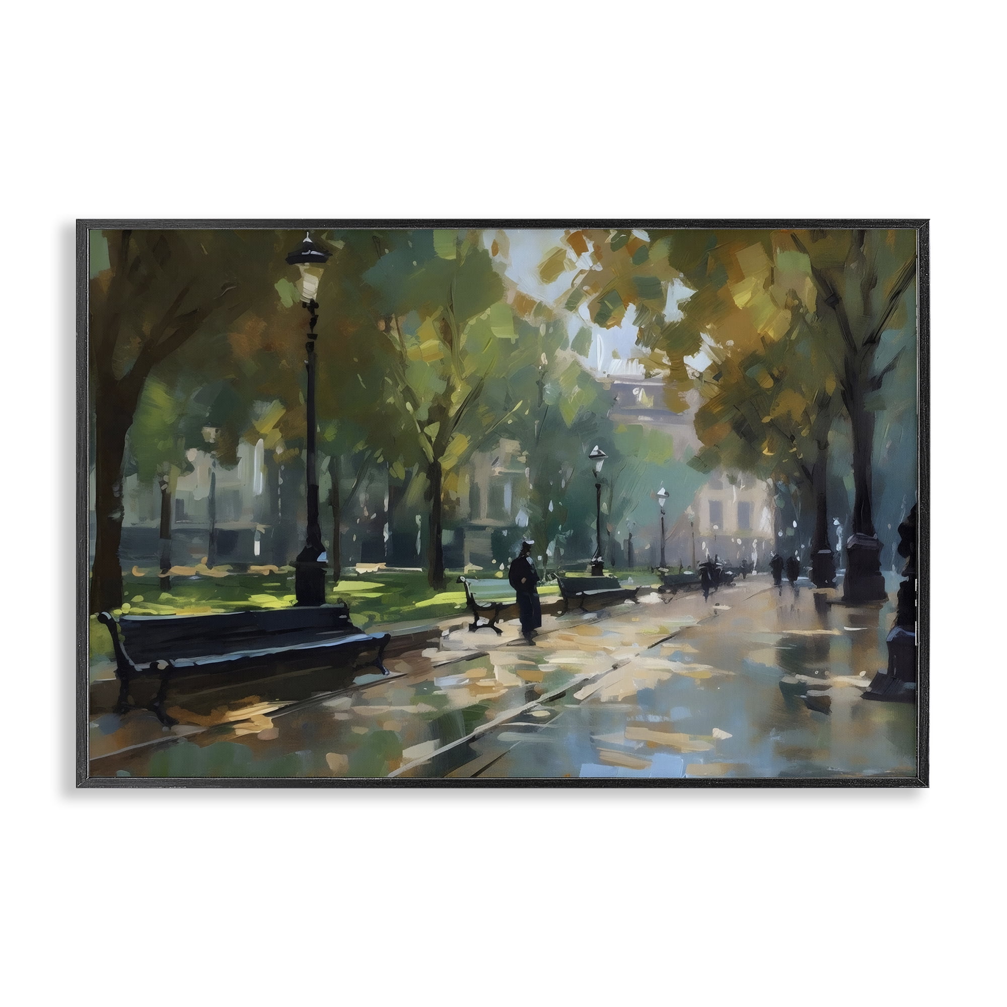 Stupell Industries Park Promenade on Rainy Day Black Framed Giclee Art, design by Creative Studio